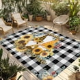 thumbnail image 1 of Sunflower Outdoor Rug for Patio/Deck/Porch, Non-Slip Large Area Rug 3 x 5 Ft, Gnomes Black White Checkered Farmhouse Indoor Outdoor Rugs Washable Area Rugs, Reversible Camping Rug Carpet Runner, 1 of 8