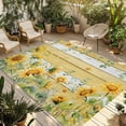 thumbnail image 1 of Sunflower Outdoor Rug for Patio/Deck/Porch, Non-Slip Large Area Rug 5 x 8 Ft, Summer Eucalyptus Botanical Floral Yellow Wood Indoor Outdoor Rugs Washable Area Rugs, Camping Rug Carpet Runner, 1 of 8