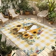 thumbnail image 1 of Sunflower Outdoor Rug for Patio/Deck/Porch, Non-Slip Large Area Rug 6 x 9 Ft, Gnomes Yellow Checkered Eucalyptus Leaves Indoor Outdoor Rugs Washable Area Rugs, Reversible Camping Rug Carpet Runner, 1 of 8