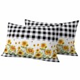 thumbnail image 1 of Sunflower Outdoor Waterproof Pillow Covers, Black White Buffalo Plaid Check Country Bee Decorative Rectangle Throw Pillowcase Sofa Cushion Sham for Patio/Couch/Chair, 20"x12" 2 Pack, 1 of 8