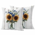 thumbnail image 1 of Sunflower Outdoor Waterproof Pillow Covers, Country Style Purple Flower Rustic Wood Plank Decorative Square Throw Pillowcase Sofa Cushion Sham for Patio/Couch/Chair, 26"x26" 2 Pack, 1 of 8