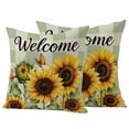 thumbnail image 1 of Sunflower Outdoor Waterproof Pillow Covers, Summer Botanical Floral Sage Green Plaid Decorative Square Throw Pillowcase Sofa Cushion Sham for Patio/Couch/Chair, 26"x26" 2 Pack, 1 of 8