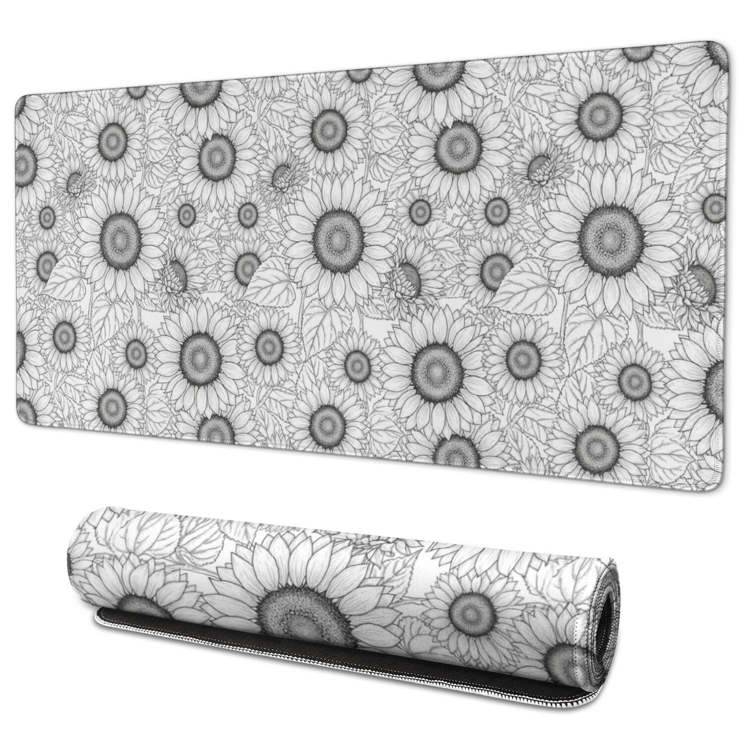 Edge Protection Signane Sunflower Outline White Pattern Extended Large Mouse Pad, Desk ...