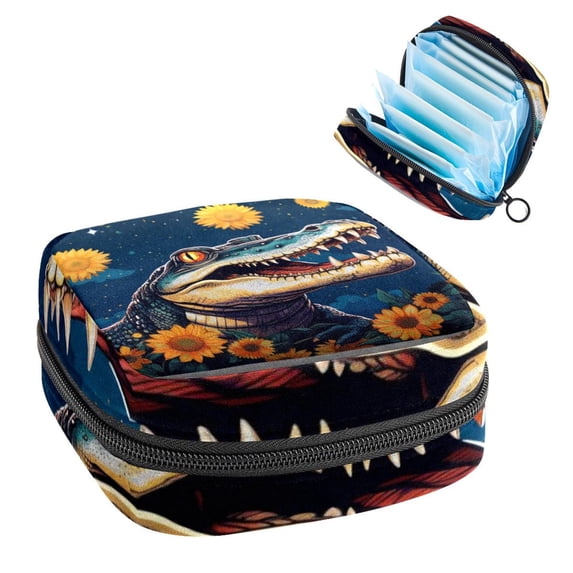 Sunflower Pad Bag Period Bag Sanitary Pad Storage Bag - Mini Pouch for Period - Velvet, Sponge, and Oxford Fabric - 4.7x6.6x6.6 in