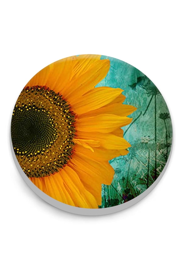 Sunflower Painted Yellow Green Snap Jewelry Ginger Charm Button, For Interchangeable DIY Customizable Accessories