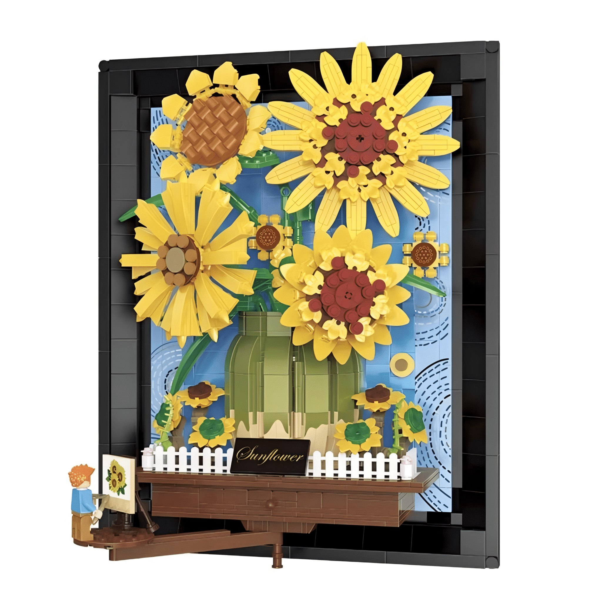 Sunflower Painting Building Blocks Set, 3D Van Gogh Style Art Frame ...
