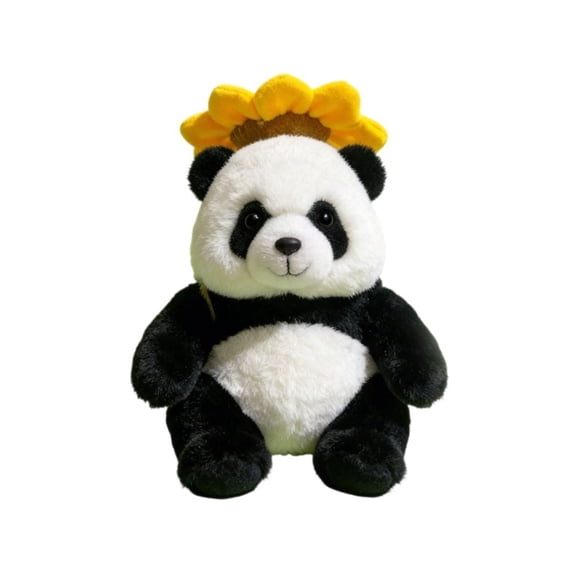 Sunflower Panda Plush Toy, Cute Stuffed Animal Doll for Gifts and Room Decor