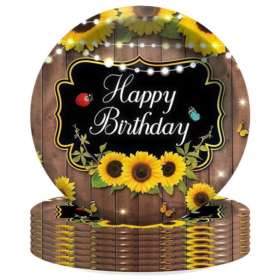 Sunflower Paper Plates Birthday Party Supplies Decorations 8pcs Tableware Disposable Dinnerware