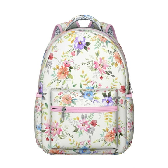 "Sunflower Pattern Backpack with Flowers Detailing - Multi-Compartment School Backpack for Teens, Scratch-Resistant Fabric, Spacious Collegiate Backpack with Keychain Hook"