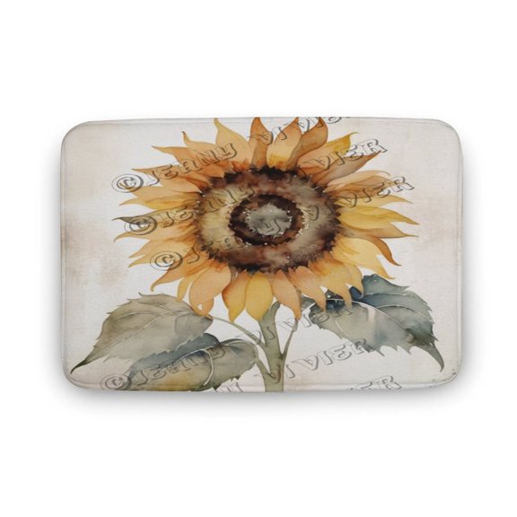 Sunflower Pattern Bath Mat,Plush Bathroom Decor Mat with Non Slip Backing,Bath Rugs for Bathroom, Great for Bath, Shower, Bedroom, Kitchen, Office or Door Mats 16"x24"
