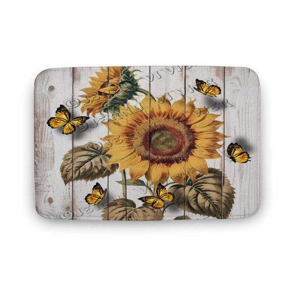 Sunflower Pattern Bath Mat,Plush Bathroom Decor Mat with Non Slip Backing,Soft Washable Non Slip Absorbent Bath Rugs, Great for Bath, Shower, Bedroom, Kitchen, Office 16"x24"