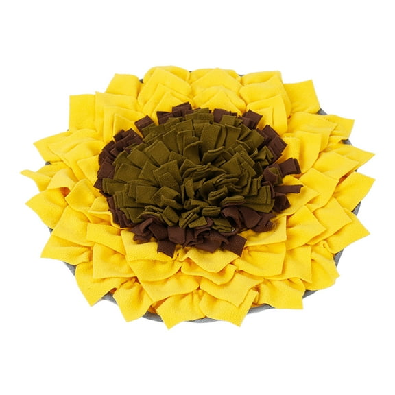 Sunflower Pattern Cotton Snuffle Mat for Dogs Large Size Enrichment Toy Slow Feeder Machine Washable Interactive Foraging Yellow 48cm