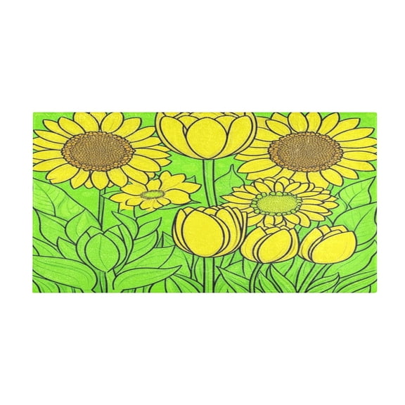 Sunflower Pattern Design 39x20" Bath Mat Carpet, Absorbent and Non-Slip for Kitchen or Bathroom, Quick-Drying