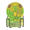 thumbnail image 1 of Sunflower Pattern Design 4in Bar Coasters Set of 6 with Storage Rack Durable Heat Resistant, 1 of 7