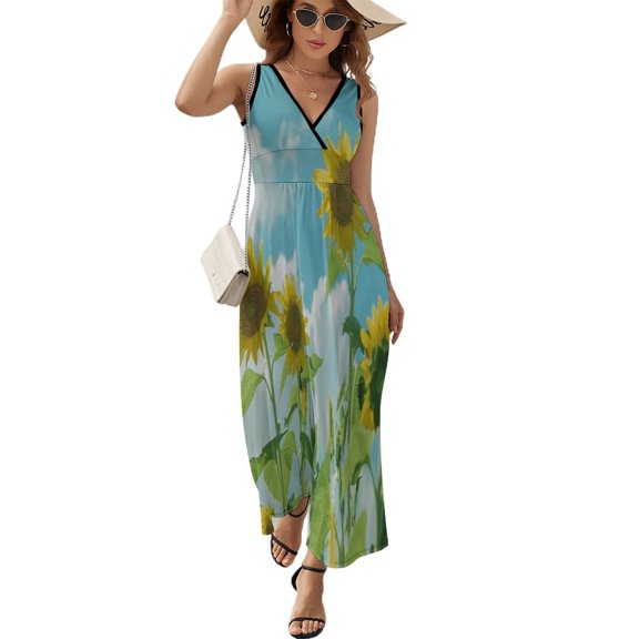 Sunflower Pattern Design Sleeveless Dress Summer Clothes for Women Women's Clothing 2025