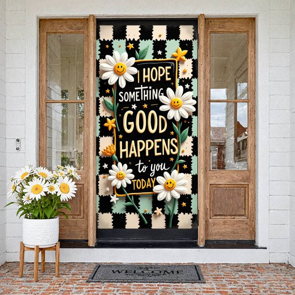 Sunflower Pattern Hello Sunshine Banner  Design Sunflower Display Floral Wreath Orange Bow  Backdrop for Home Decoration Photo Shoot Spring Party