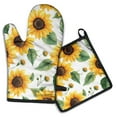 thumbnail image 1 of Sunflower Pattern Kitchen Oven Mitt and Pot Holder Sets 2 Pcs for Baking, Cooking and Grilling, Heat Resistant Up To 392 °F, 1 of 7