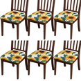 thumbnail image 1 of Sunflower Pattern Seat Covers for Dining Room Chairs Set Of 6,Stretch Printed Washable Chair Seat Cover with Elastic Ties and Button,Removable Waterproof Couch Cushion Covers, 1 of 6