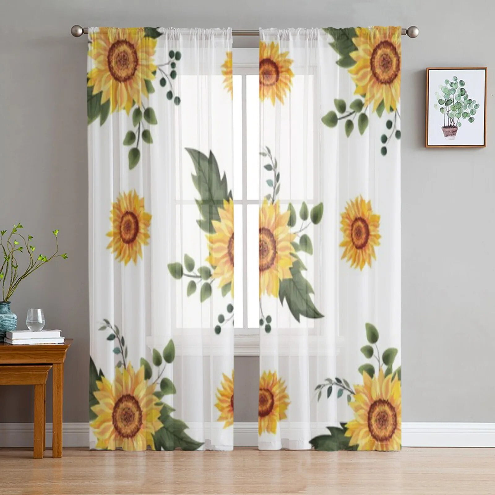 3D Bright Sunflowers 900 Curtains Drapes