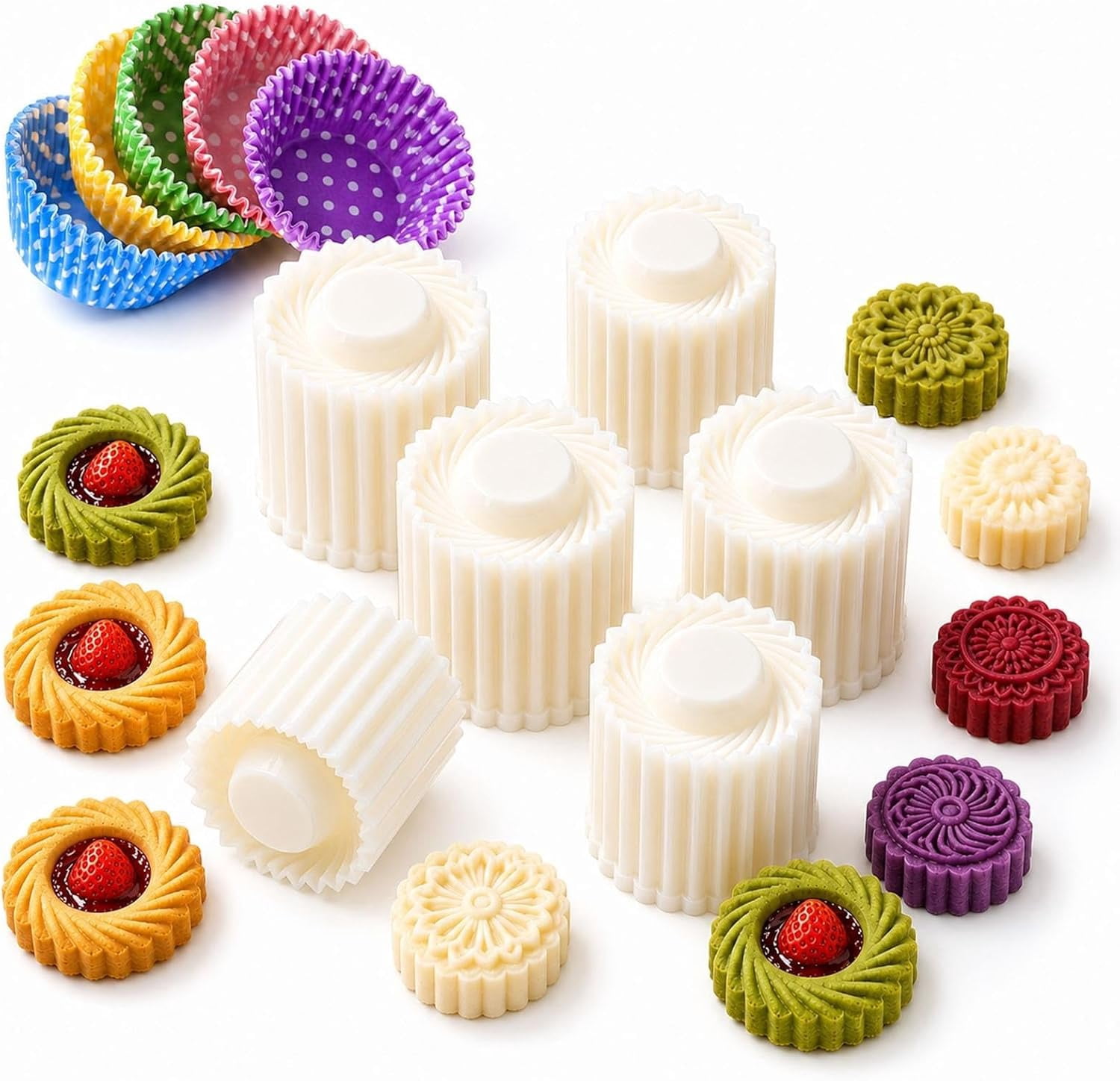 Sunflower Patterned Round Hand-Press Mooncake Double Ended Pastry Mold ...