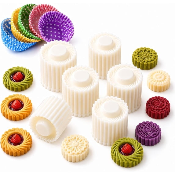 Sunflower Patterned Round Hand-Press Mooncake Double Ended Pastry Mold ...