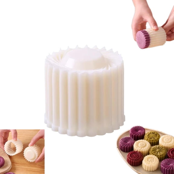 Sunflower-Patterned Round Hand-Press Mooncake Mold, Cookie Pastry Tool (1Pcs)