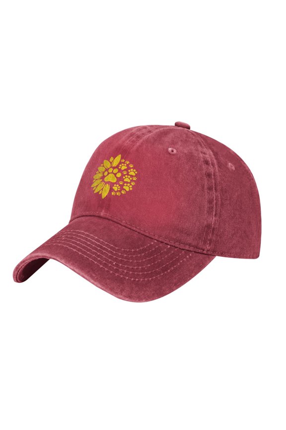 Sunflower Paw Print Cowboy Hat Baseball Hat Trucker Hat For Men Women Retro Denim Hats Baseball Cap Dad Hat