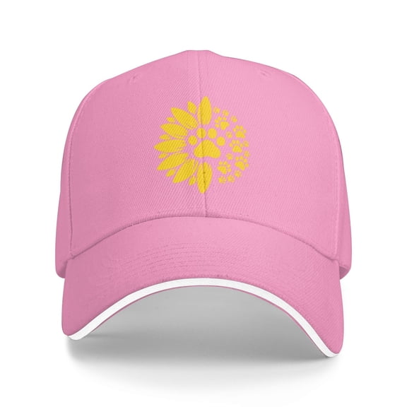 Sunflower Paw Print Unisex Sandwich Cap Classic Baseball Capunisex Adjustable Casquette Dad Hat