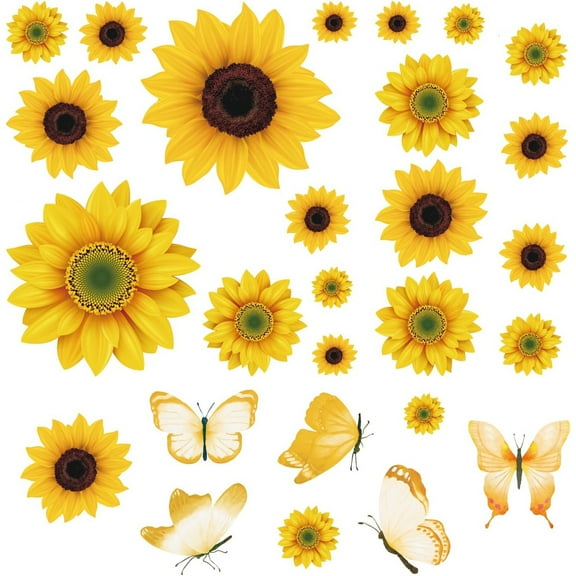 Sunflower Peel and Stick Wall Decals, Sunflower Decorations for Bedroom, Kitchen, Bathroom, Living Room
