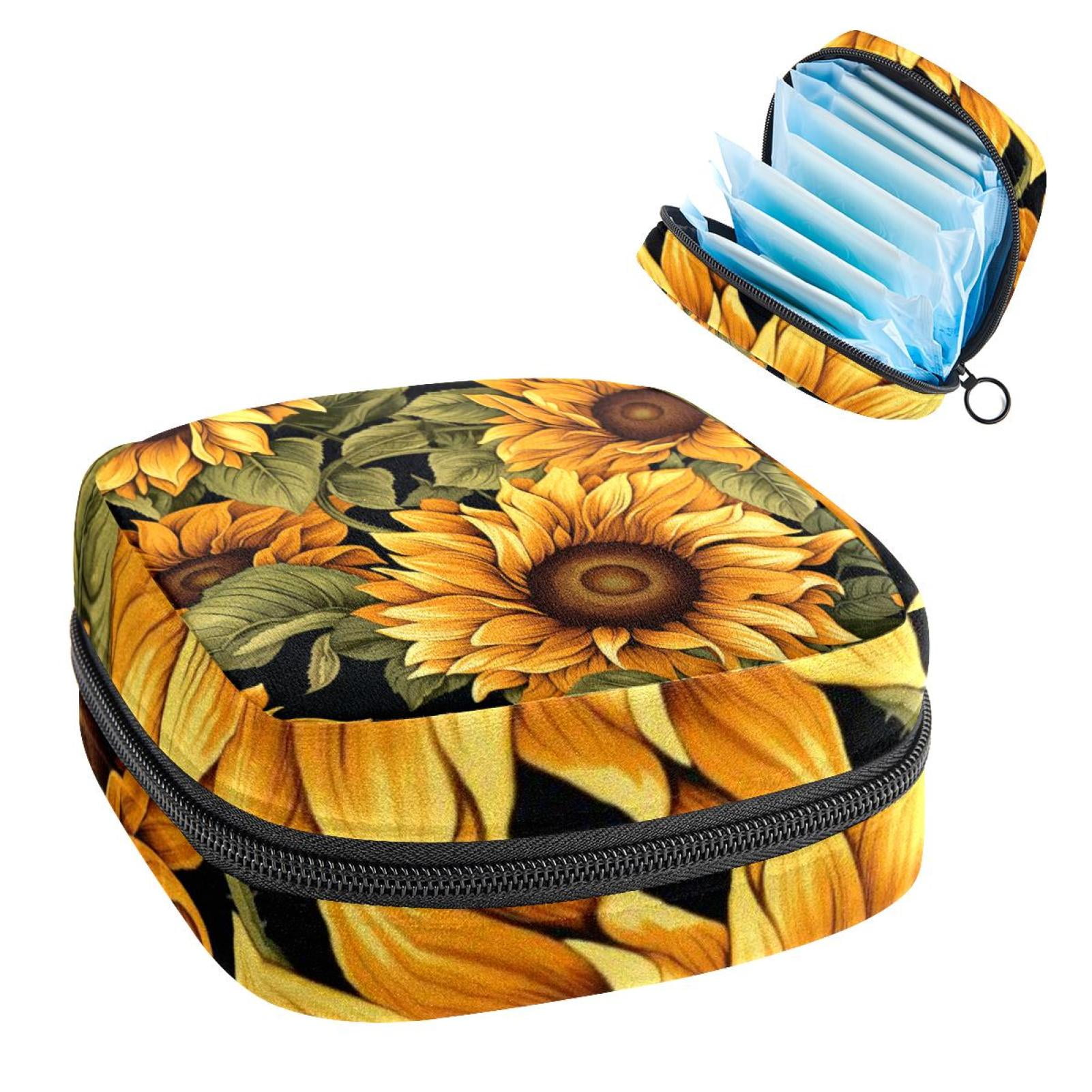 Sunflower Period Pouch - Sanitary Napkin Purse, Small Zipper Cosmetic ...