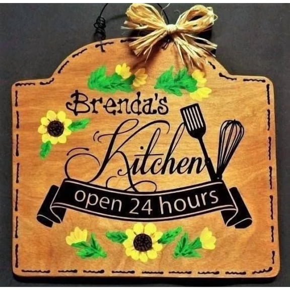 Sunflower Personalize Kitchen Name Sign Wall Art Hanger Plaque Country Decor
