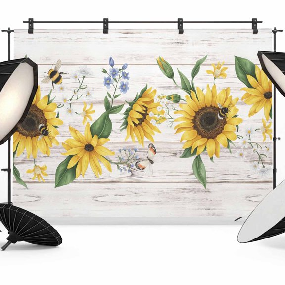 Sunflower Photography Backdrop 7x5FT, Butterfly Bee Photo Backdrops, Background for Photography Studio Photo Studio Background, Back Drop for Photoshoot