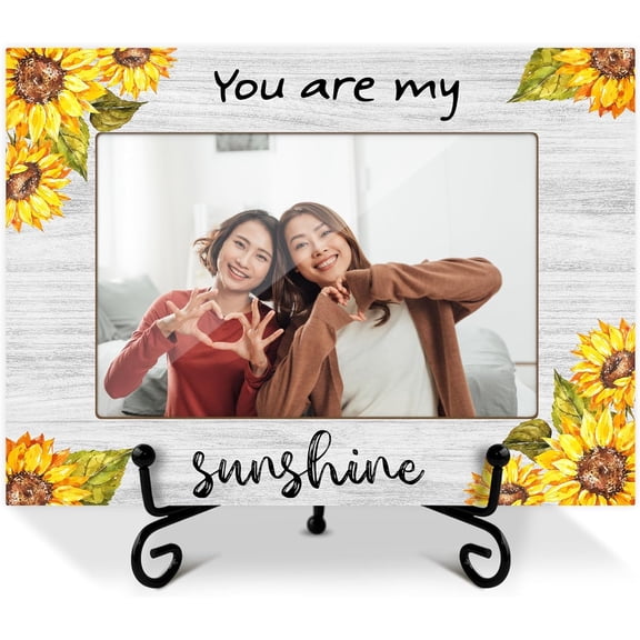 Sunflower Picture Frame, Inspirational Birthday Gifts for Friends Parents Grandparents, You are My Sunshine Wooden Photo Frame With Iron Stand, Tabletop Decor -28