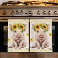 thumbnail image 1 of Sunflower Pig Kitchen Towels Set of 4, Summer Eucalyptus Retro Linen Texture Absorbent Dish Towels for Kitchen, Microfiber Hand Towel, Quick Drying Tea Towel for Cleaning Decorative Dishcloths, 1 of 7