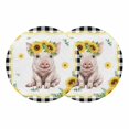 thumbnail image 1 of Sunflower Pig Round 13 Inch Placemats Set of 2, Summer Eucalyptus Black Buffalo Plaid HeatResistant Non Slip Place Mats for Dining Table, Wipeable Braided Kitchen Table Mats for Housewarming, 1 of 9
