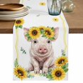 thumbnail image 1 of Sunflower Pig Table Runner 90 Inches, Summer Eucalyptus Yellow Lace Bed Runner Dresser Scarves Tabletop for Indoor Outdoor Parties/Ceremony/Banquet, 13" x 90", 1 of 9
