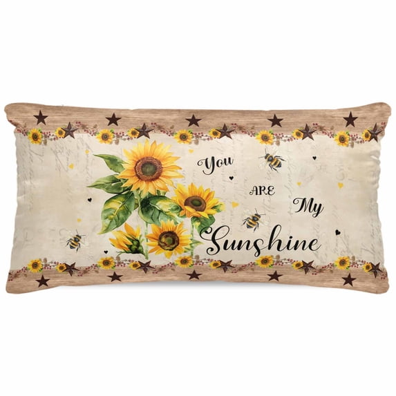 Sunflower Pillow Cases Cal King Size, Smooth Satin Pillowcase for Hair and Skin, Botanical Summer Farmhouse Country Texas Star Decorative Cooling Bed Pillow Covers with Zipper, 20x40 Inches
