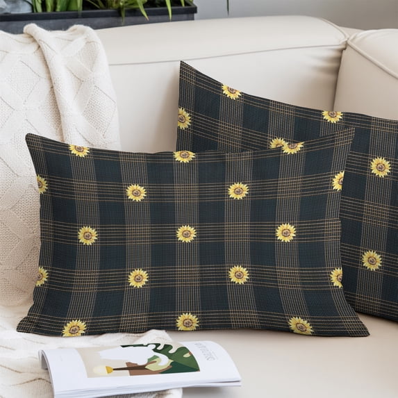 Sunflower, Pillow Covers 16"x24", Gradual Geometric Abstract Modern Black Soft Brushed Microfiber Breathable Throw Pillow Covers, Decorative Pillowcase with Zipper for Couch Sofa Bedroom Living Room