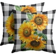 thumbnail image 1 of Sunflower Pillow Covers 16x16 Inch Set of 2 Summer Flower Black White Buffalo Plaid Decorative Throw Pillows Yellow Floral Pillow Cases Farmhouse Home Decor for Cushion Couch Sofa Outdoor, 1 of 6