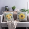 thumbnail image 1 of Sunflower Pillow Covers 16x16 Set of 2 Summer Flower Pillow Case Gray Buffalo Plaid Yellow Floral Throw Pillows Farmhouse Outdoor Decorative Pillowcase Linen Cushion Covers for Home Couch Bed, 1 of 6
