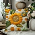 thumbnail image 1 of Sunflower Pillow Covers 18”x18” – Floral Throw Pillow Covers with 3D Effect Imitation Embroidered for Couch, Sofa, Outdoor Patio, Seasonal Home Decor, 1 of 6