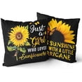 thumbnail image 1 of Sunflower Pillow Covers 18X18 In Just A Girl Love Sunflowers Sunshine Butterfly Black Yellow Throw Pillow Case Decorative Couch Pillows with Zipper Set of 2 Sunflower Gift for Girlfriend Wife Sister, 1 of 7