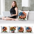 thumbnail image 1 of Sunflower Pillow Covers 18x18 Linen Patriotic Summer Throw Pillow Case Independence Day Decorative Cushion Cover for Sofa Couch Home Decor by PALIFEUR, 1 of 9