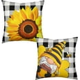 thumbnail image 1 of Sunflower Pillow Covers 18x18 Set of 2 Farmhouse Buffalo Plaid Bee Gnome Yellow Floral Throw Pillow Cover Spring Summer Flower Decorative Pillow Cases for Sofa Chair Patio Bed Couch, 1 of 6