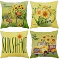thumbnail image 1 of Sunflower Pillow Covers 18x18 Set of 4 Soft Velvet Summer Throw Pillow Covers Yellow Flower Pillow Covers Cushion Covers Square Pillow Cases for Couch Sofa Patio Outdoor Home Decorations(18 ), 1 of 5
