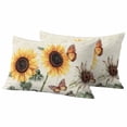thumbnail image 1 of Sunflower Pillow Covers 2 Pack Summer Floral Bee Pastoral Style Vintage Background Pillowcase Waterproof Outdoor Throw Pillow Cover for Patio Balcony Rectangular Cushion 20”x12”, 1 of 9