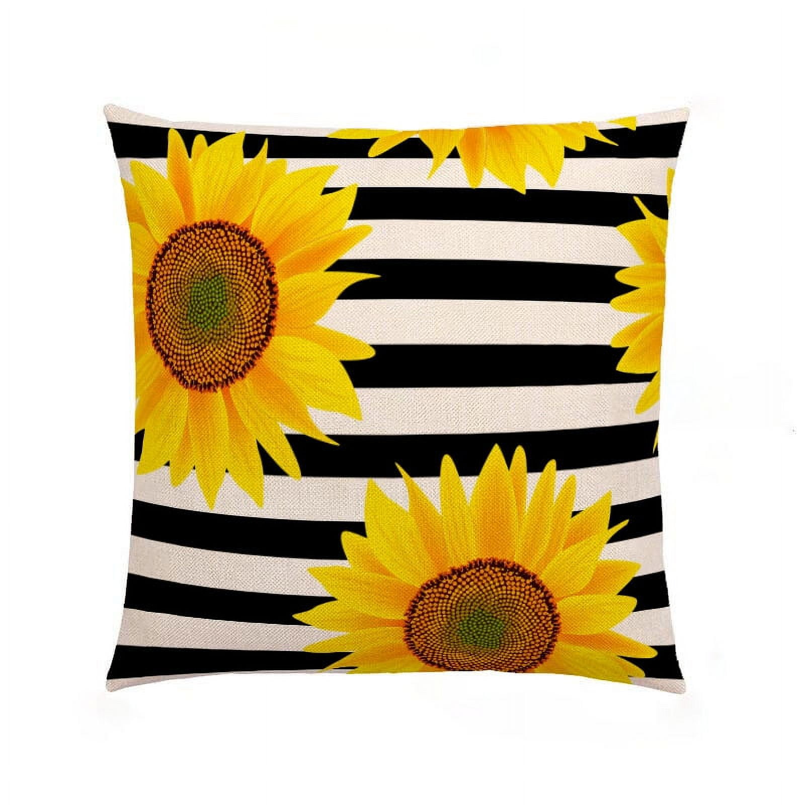 Sunflower Pillow Covers, Buffalo Plaid Sunflower Decor Summer Pillow
