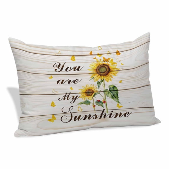 Sunflower Pillow Covers, Linen Long Throw Pillow Case, Vintage Botanical Holiday Pillow Protector Decorative Cushion Cover for Living Room/Bedroom 20" x 36"