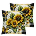thumbnail image 1 of Sunflower Pillow Covers Set of 2 Yellow Floral Butterfly Spring Summer Buffalo Plaid Outdoor Decorative Throw Pillows Farmhouse Pillowcases Linen Cushion Case Decor for HomeMultiple specifications, 1 of 6