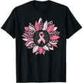 thumbnail image 1 of Sunflower Pink Breast Cancer Awareness Women Warrior T-Shirt100% cotton short-sleeved shirt for both men and women, 1 of 6